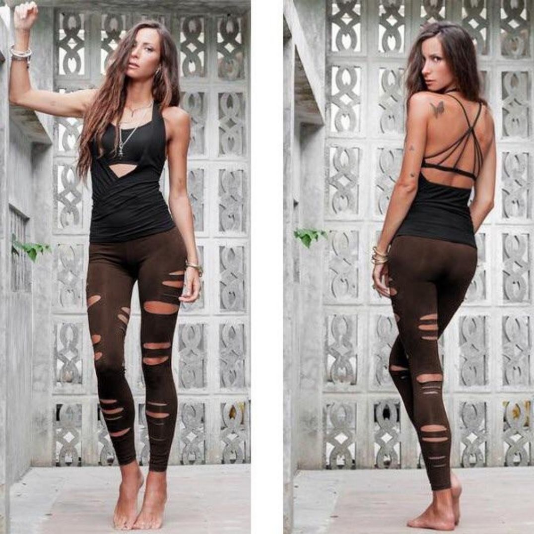 Leggings Cut-out Liloo Wear "Trinity" - Brown