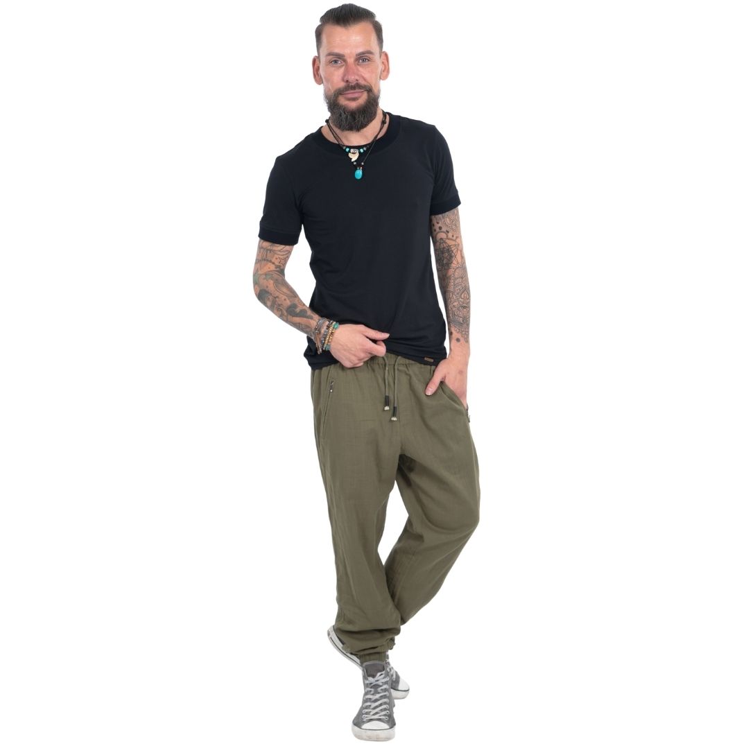 Hose "Habbo" - Olive Bio Gots Baumwolle Slub – Bild 2