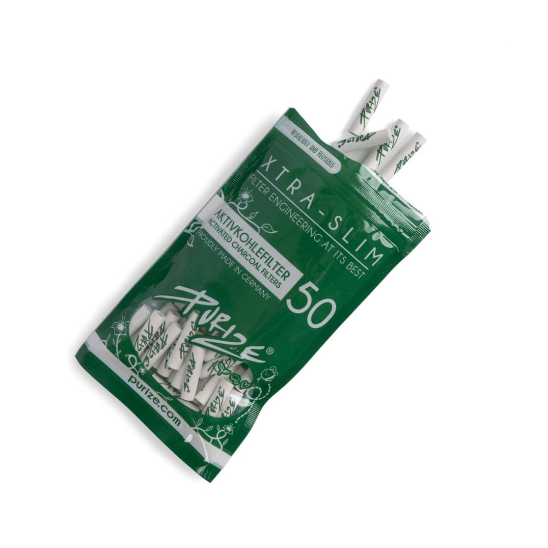 50er Beutel Purize Aktivkohlefilter Extra Slim White 5,9mm
