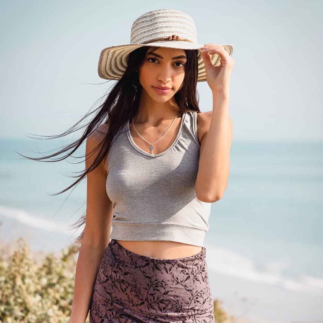 Crop Top "Ember Tank" Grey, Bambus