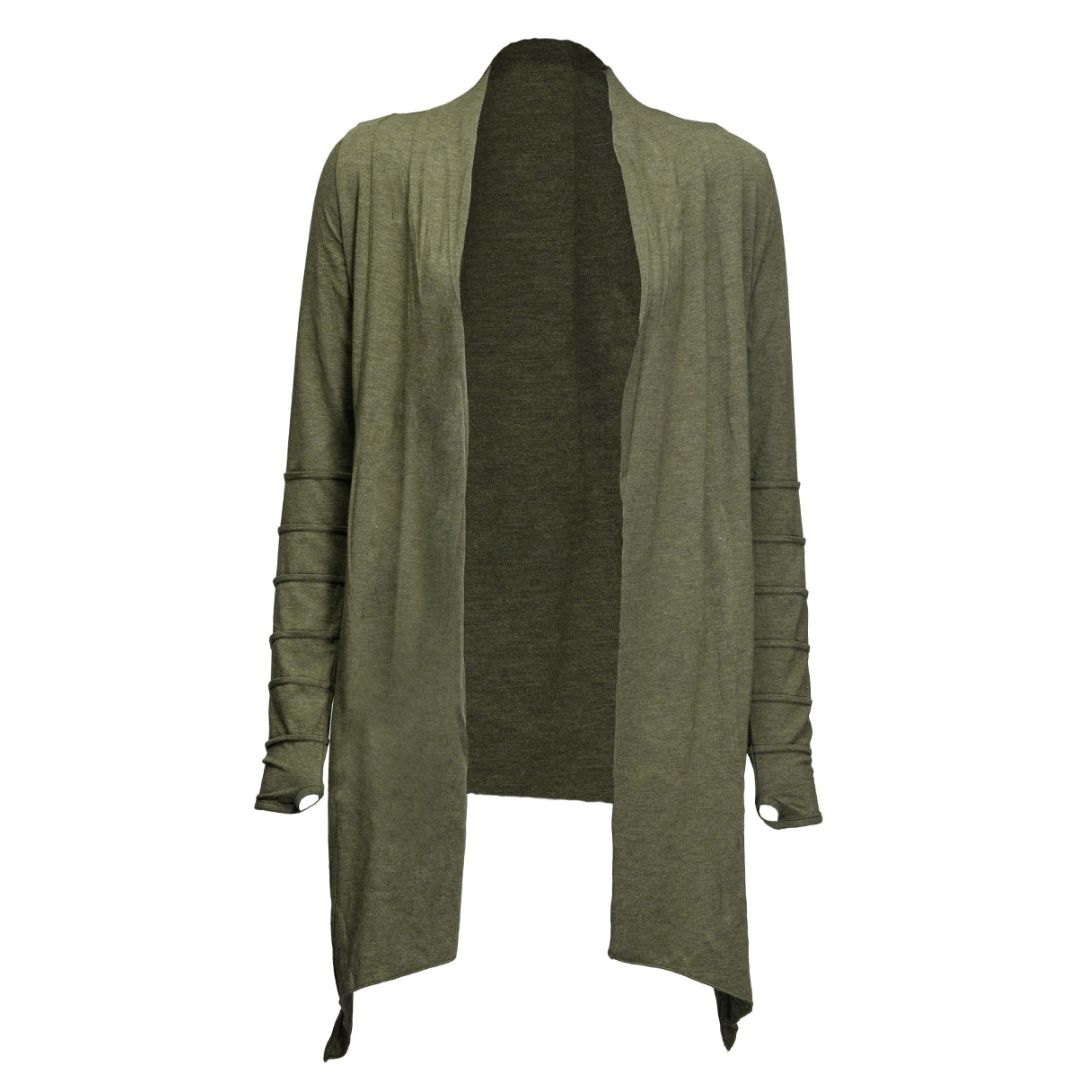 Cardigan "Twilight" Green Melange, Bambus