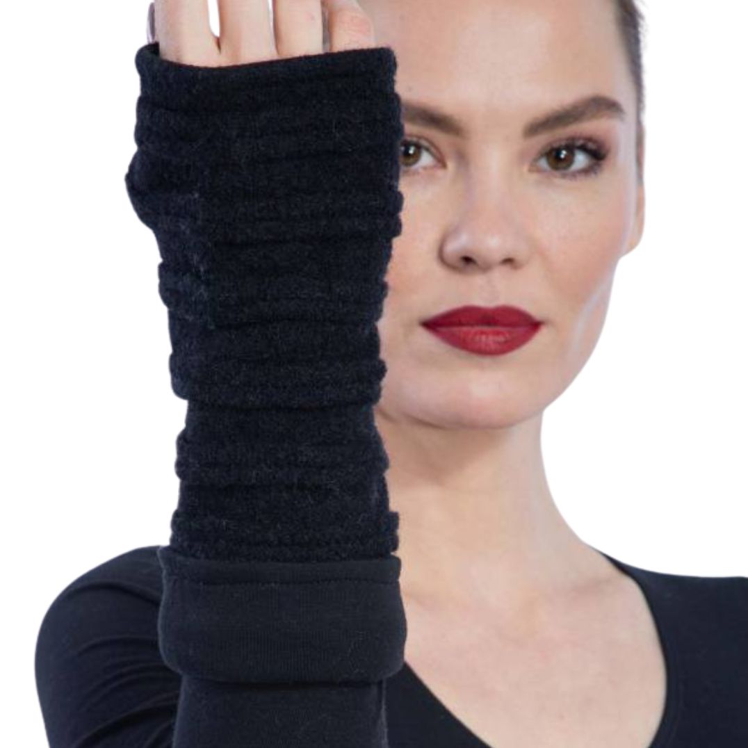 Merinostulpen "Unisex" Black mit Daumenloch – Bild 2