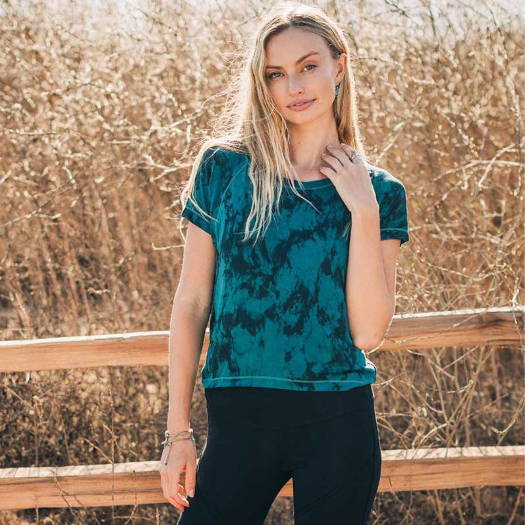 Shirt "Peyote Tee" Turquoise Tie-Dye, Hanf – Bild 3