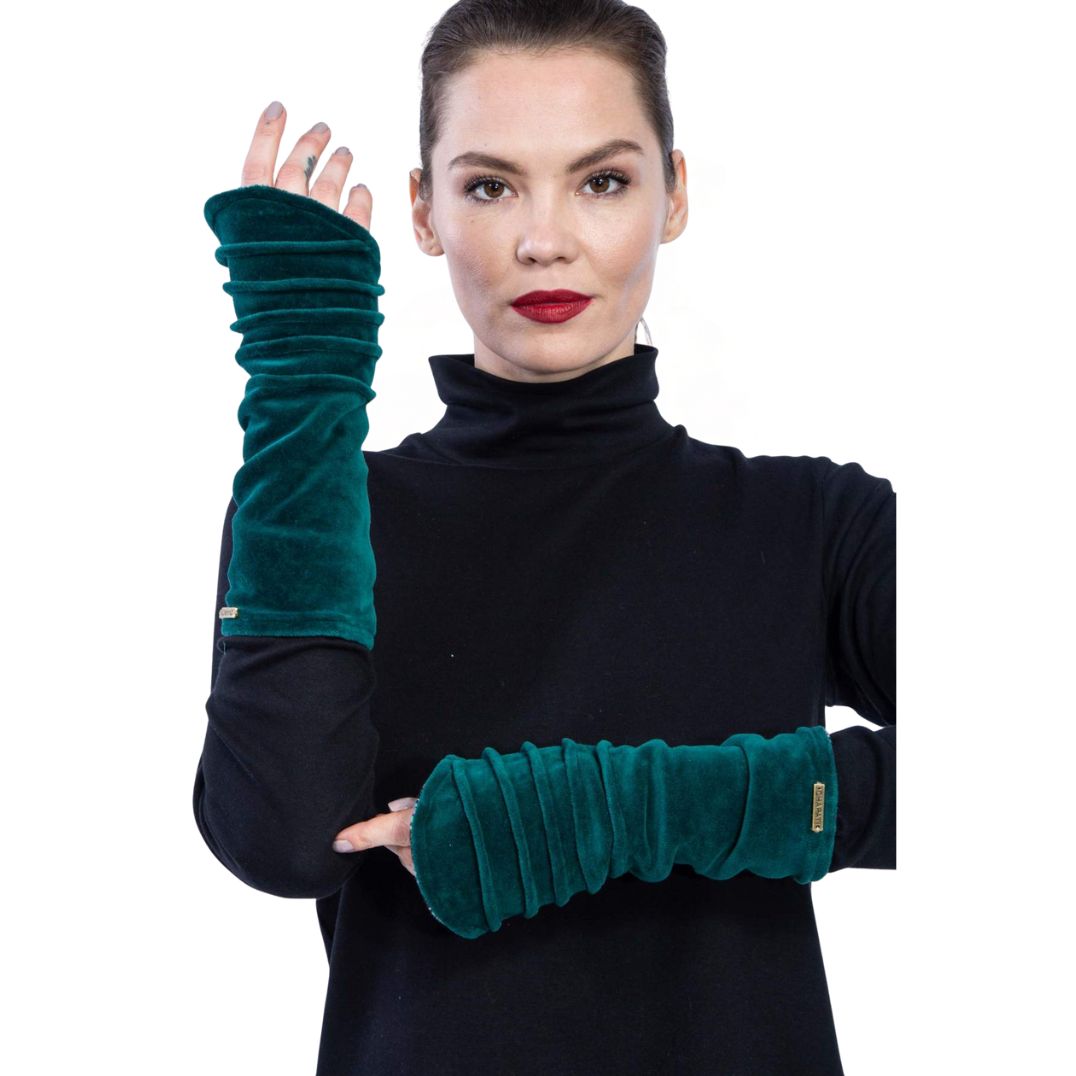 Handstulpen "Classic" Petrol Samt