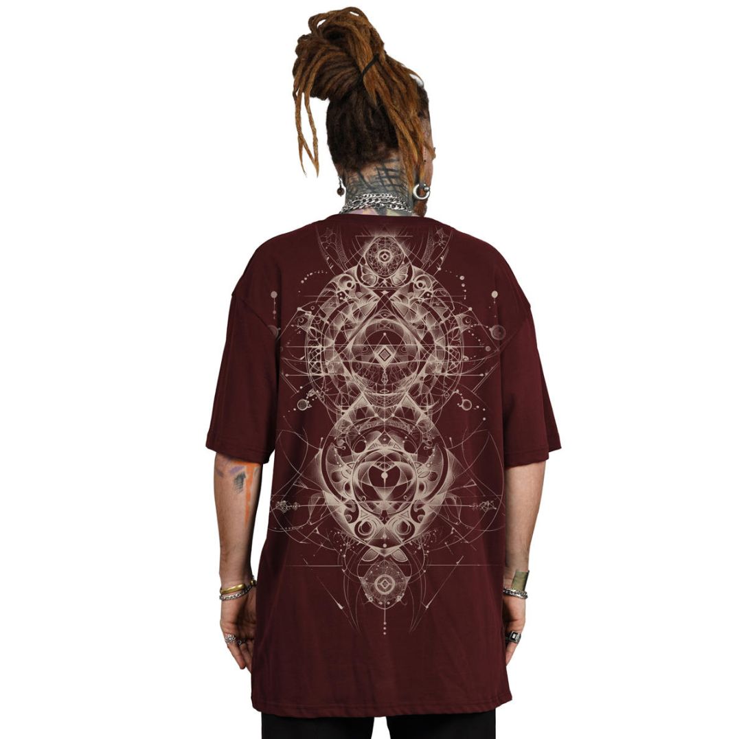Shirt Oversize "Ornament" Bordeaux – Bild 2