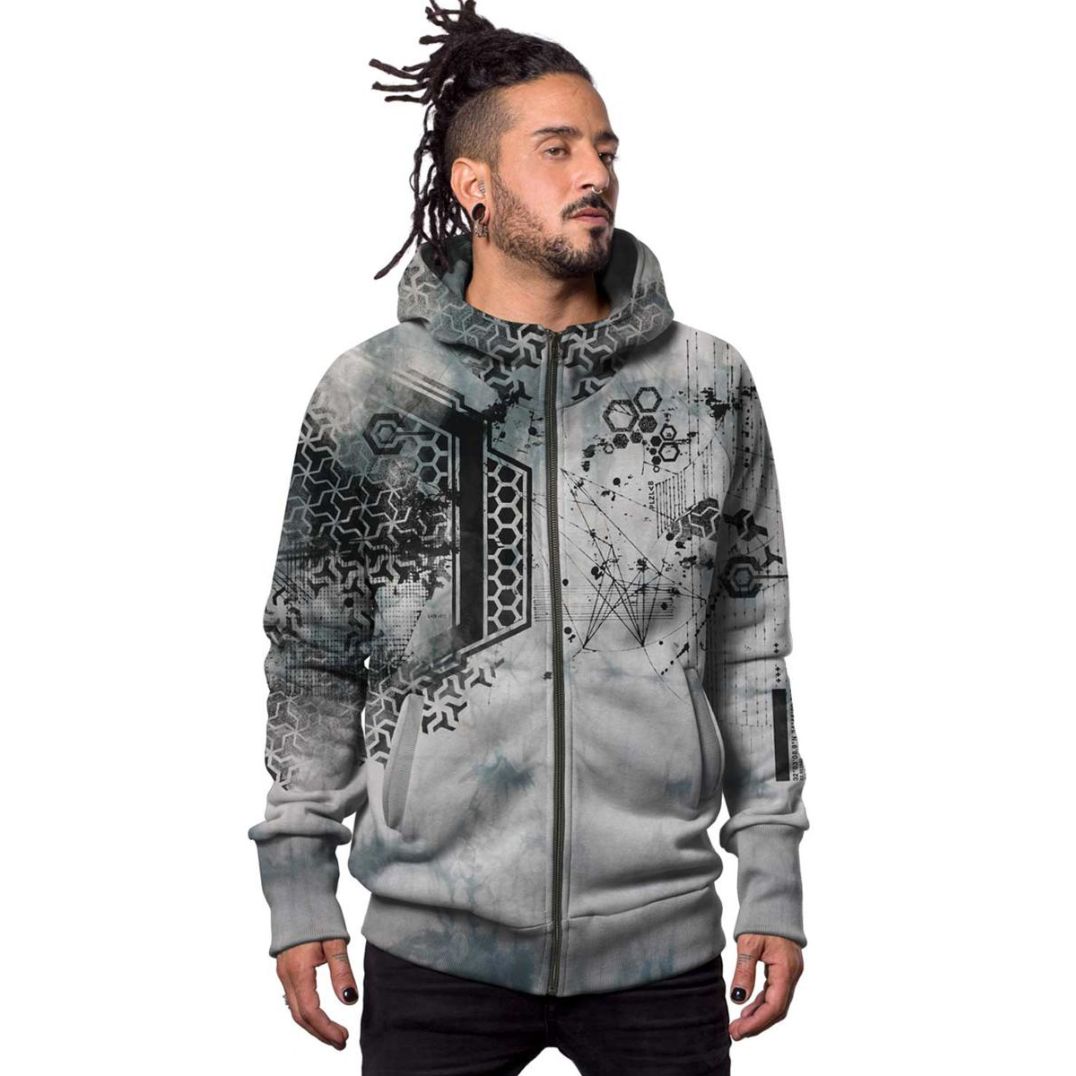 Kapuzenjacke "Dea" Grey Tie-Dye