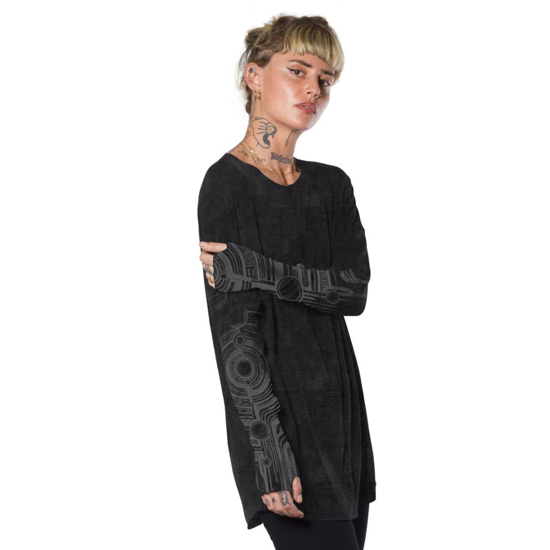 Longsleeve "Yoshinori" Black Texture - Unisex – Bild 3