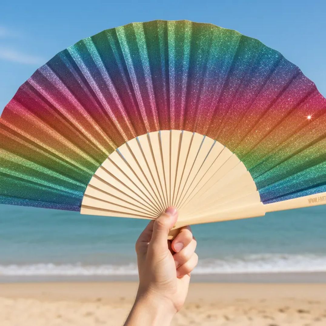 Fächer klein "Regenbogenglitzer" – Bild 2