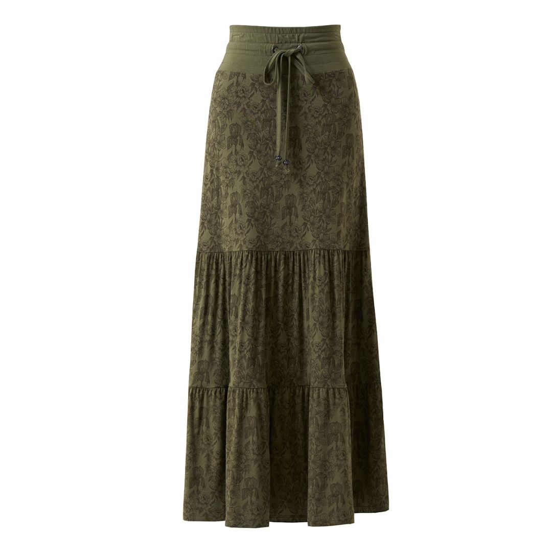 Maxirock "Solana Skirt" Olivine Green Peony
