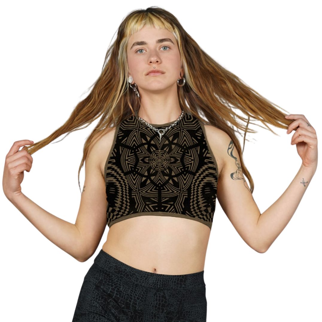 Crop Top "Sanghaya" Pigmet Dye Brown