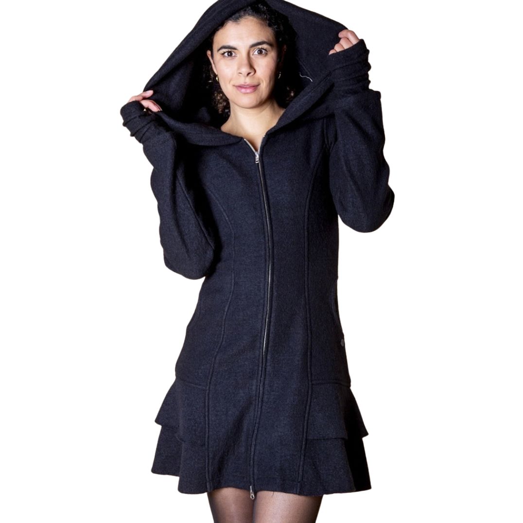 Kurzmantel aus Merinowolle "Natalia" Black