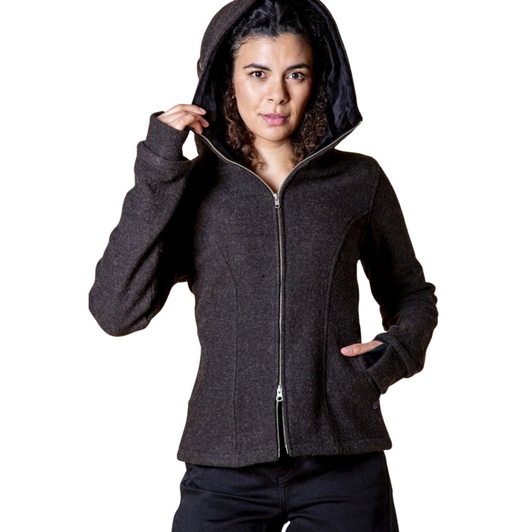 Jacke aus Merinowolle "Nayana" Coffee