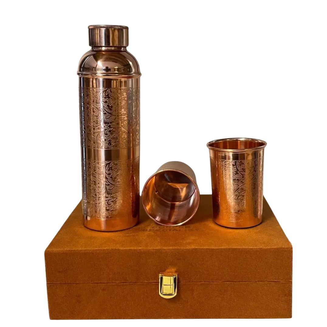 Kupferset aus Flasche mit 2 Bechern – Bild 2